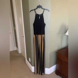 INC International Concepts Black and Yellow Striped Jumpsuit